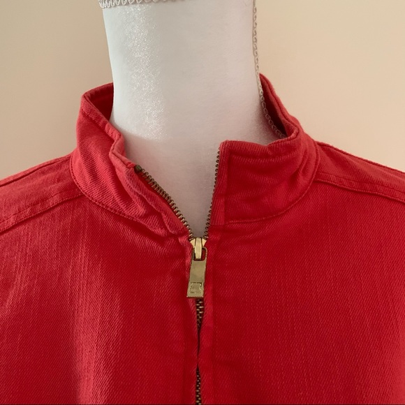 •Liz Claiborne• Coral Denim Zipper Jacket-Size XL - Picture 6 of 9